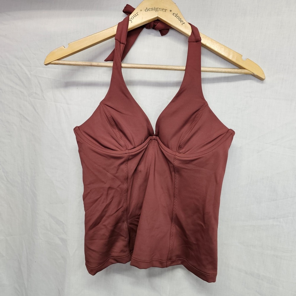 Athleta 32B/C Red Clay Sculpted Halter Tankini Top Quick Dry NWT Swim
